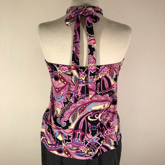 Jennifer Lopez paisley halter top blouse L EUC - Picture 4 of 7